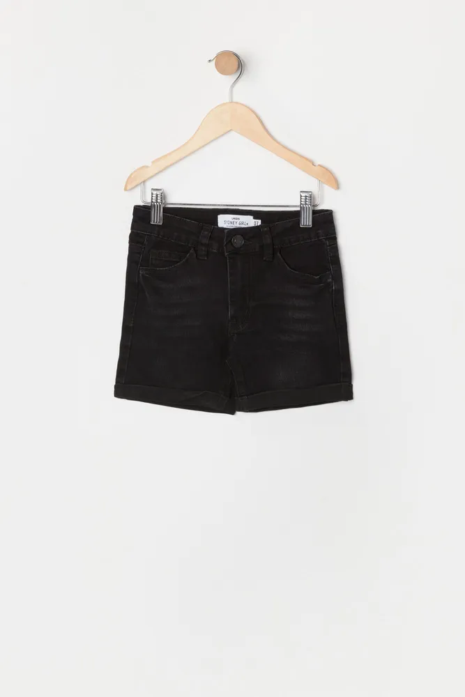 Girls Sydney Black Wash Denim Short