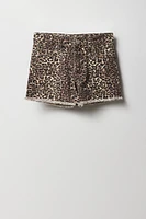 Short de plage en denim avec motif guÃ©pard pour fille