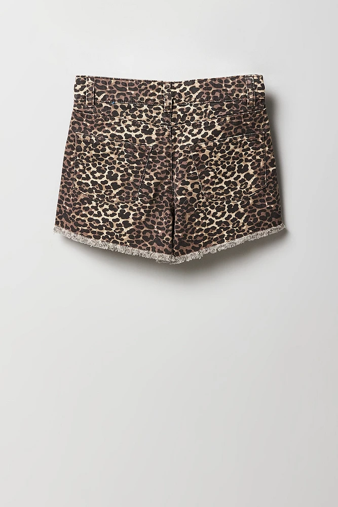 Girls Cheetah Denim Beach Short