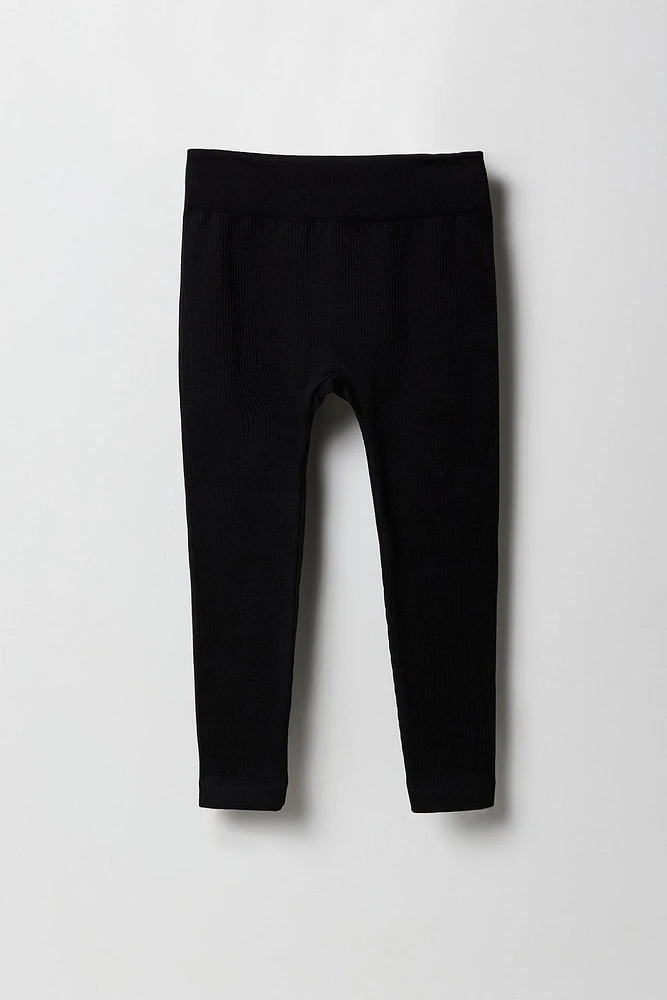 Girls Seamless Ribbed Solid Legging