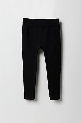 Girls Seamless Ribbed Solid Legging
