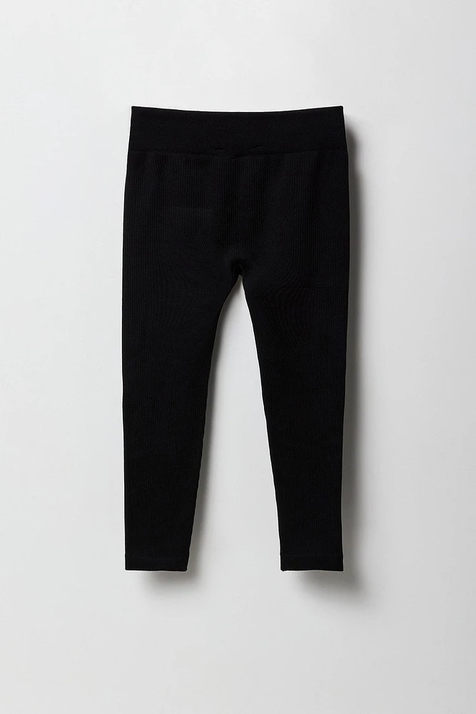 Girls Seamless Ribbed Solid Legging