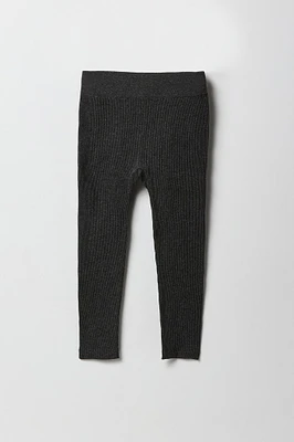 Girls Seamless Ribbed Solid Legging