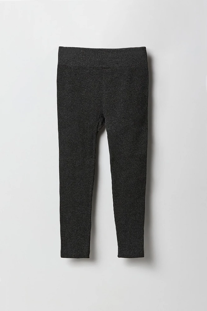 Girls Seamless Ribbed Solid Legging