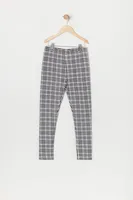 Girls Plaid Print Faux-Fur Lined Legging