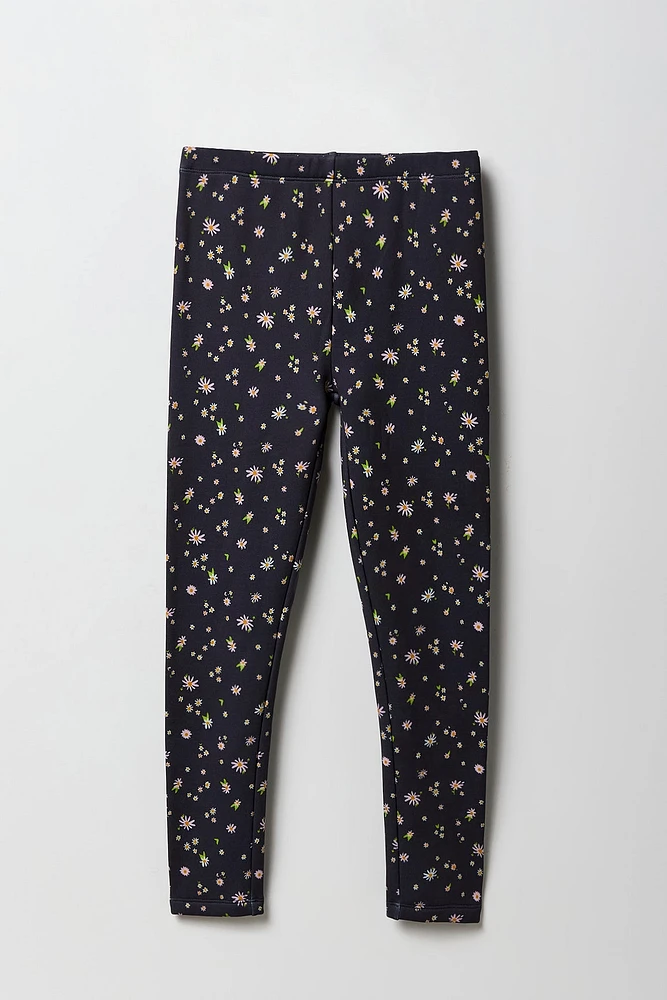 Legging imprimé doublé de similifourrure pour fille