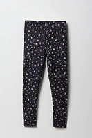 Girls Faux Fur Lined Printed Legging