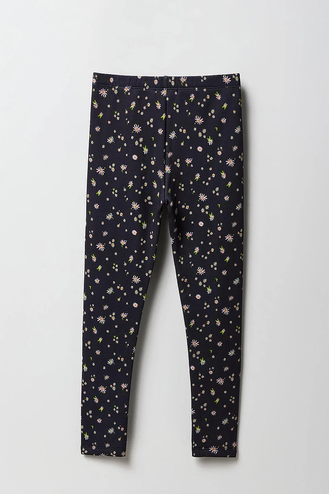 Legging imprimé doublé de similifourrure pour fille