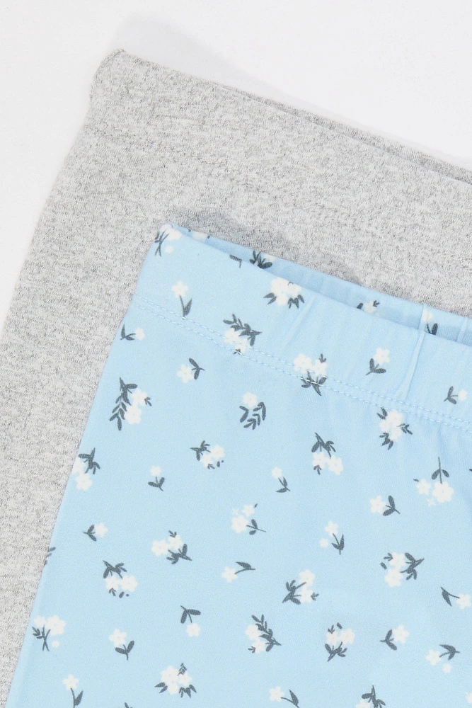 Short court uni et imprimé pour fille (Paquet de 2