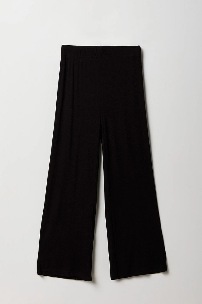 Girls Ribbed Wide Leg Pant