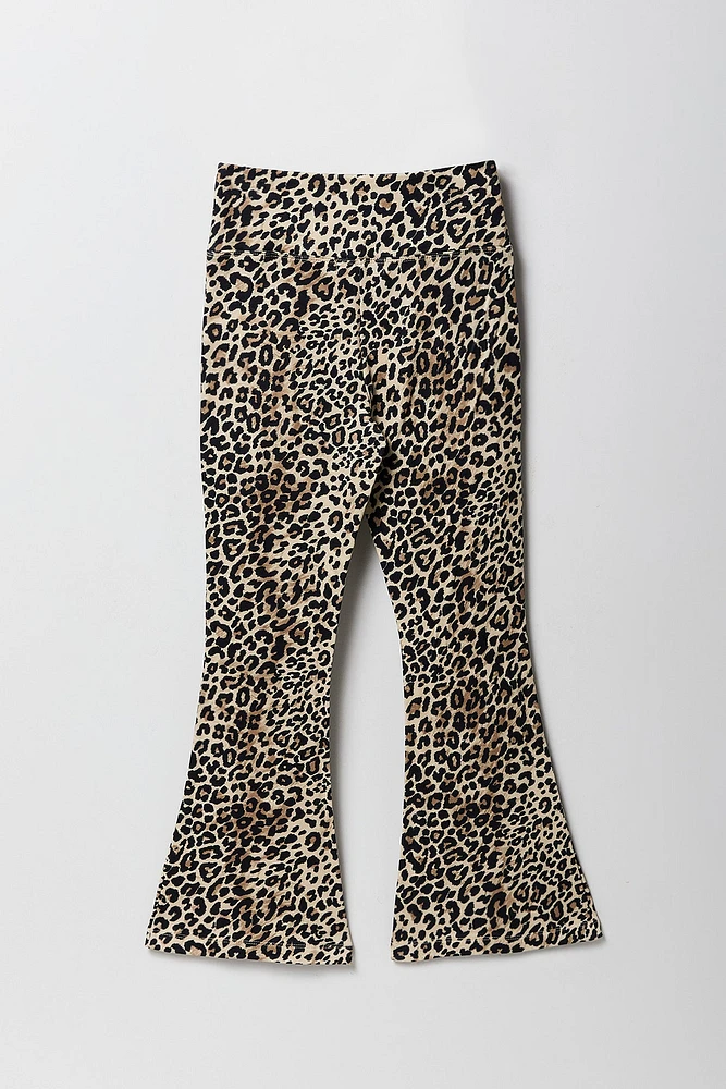 Legging Ã  jambe Ã©vasÃ©e en molleton doux avec motif guÃ©pard pour fille