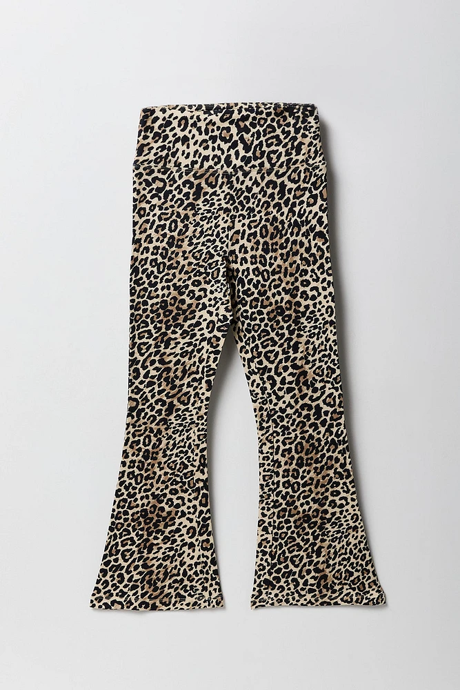 Legging Ã  jambe Ã©vasÃ©e en molleton doux avec motif guÃ©pard pour fille