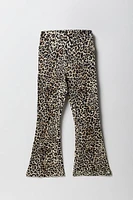 Legging à jambe évasée en molleton doux avec motif guépard pour fille