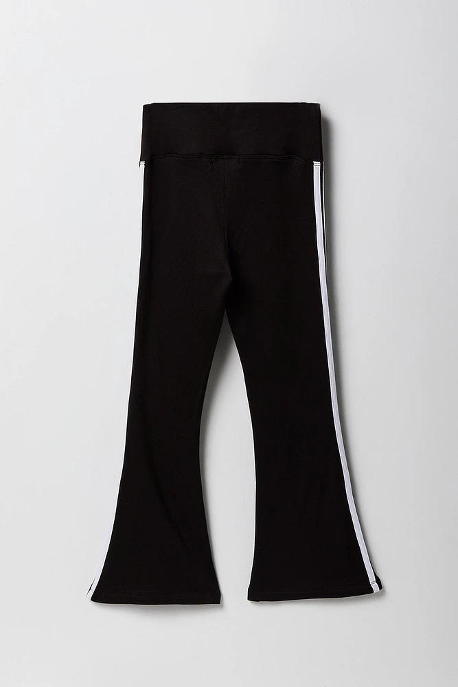 Legging à jambe évasée en molleton doux avec motif guépard pour fille