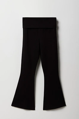 Legging à jambe évasée avec bande de taille repliée pour fille
