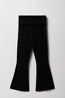 Legging à jambe évasée avec bande de taille repliée pour fille