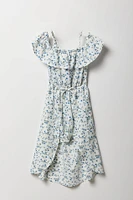 Combi-robe fleurie à épaules dénudées pour fille