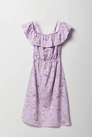 Combi-robe fleurie à épaules dénudées pour fille