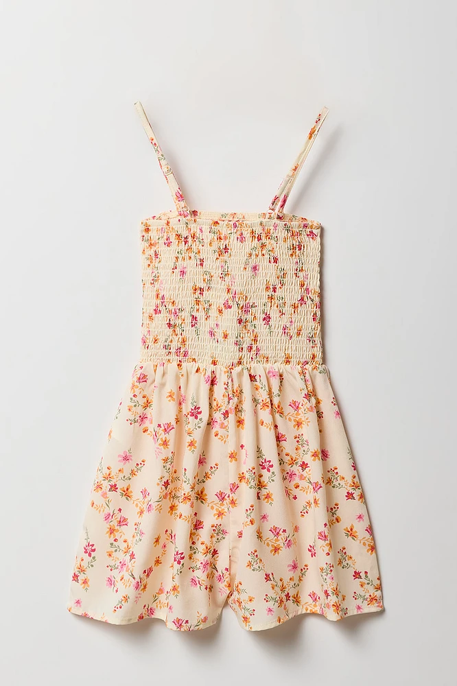 Girls Smocked Flowy Romper