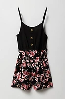 Combi-short boutonné avec ceinture pour fille
