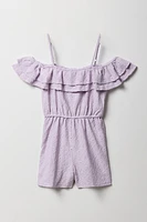Barboteuse en tricot pointelle à épaule dégagée pour filles