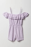 Barboteuse en tricot pointelle à épaule dégagée pour filles