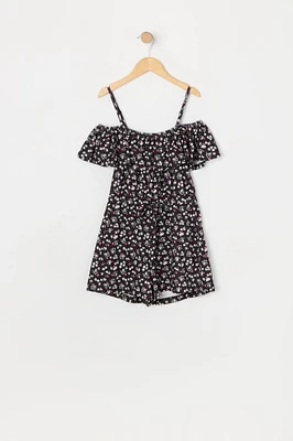 Girls Floral Off Shoulder Romper