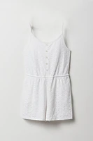 Combi-short camisole boutonné avec oeillets pour fille
