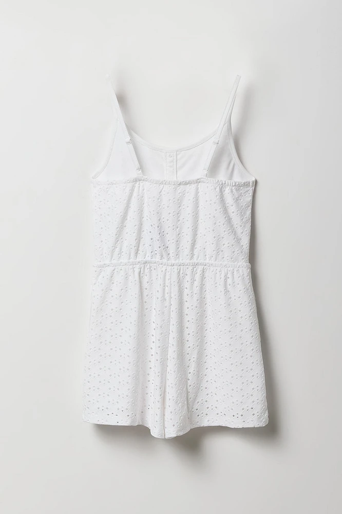 Combi-short camisole boutonné avec oeillets pour fille