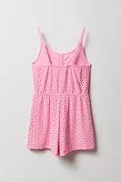 Girls Eyelet Buttoned Cami Romper