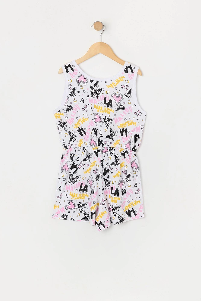 Girls LA Butterfly Print Romper