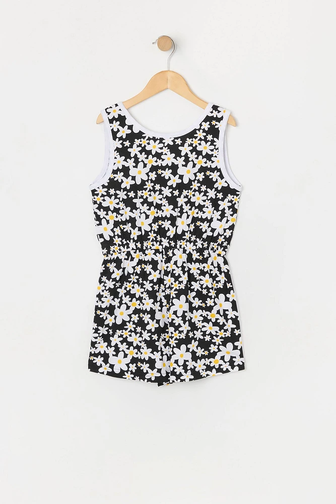 Girls Flower Print Romper