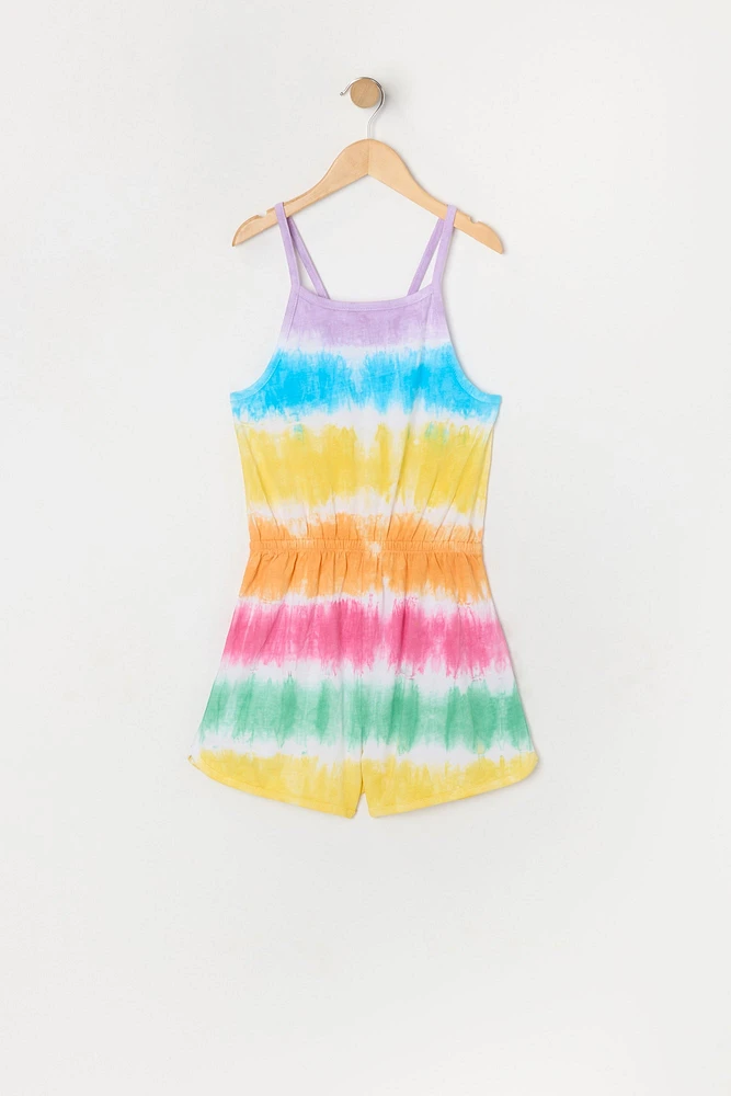 Girls Tie Dye Print Dolphin Hem Romper