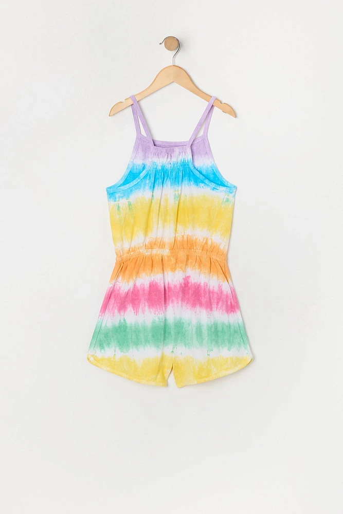 Girls Tie Dye Print Dolphin Hem Romper