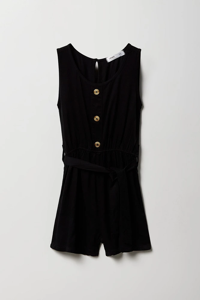 Combi-short boutonné avec ceinture pour fille