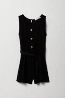 Combi-short boutonné avec ceinture pour fille