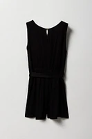 Combi-short boutonné avec ceinture pour fille