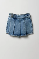 Jupe-short en denim plissé pour fille