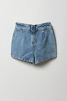 Jupe-short en denim plissé pour fille