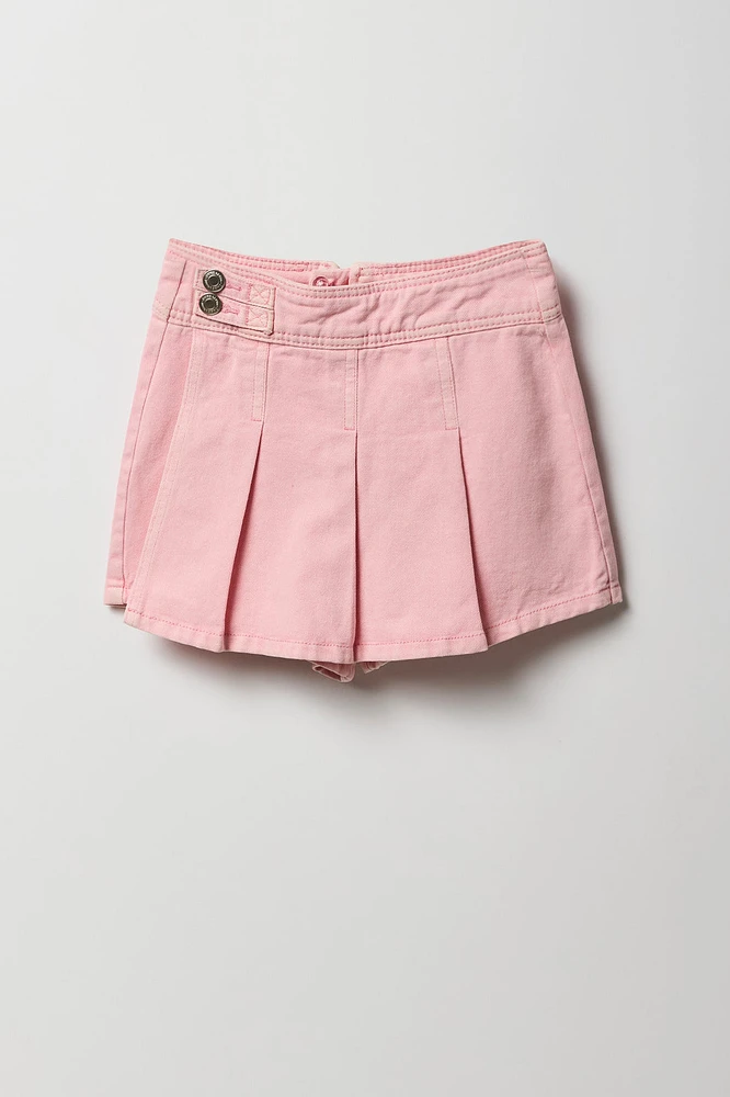 Jupe-short en denim plissé pour fille