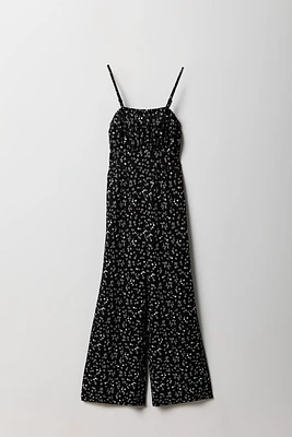 Girls Textured Floral Wide Leg Jumpsuit