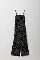 Girls Textured Floral Wide Leg Jumpsuit