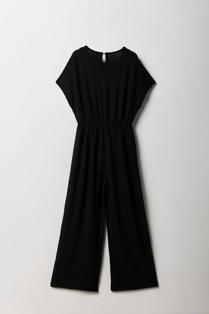 Girls Soft Ribbed Wide Leg Jumpsuit