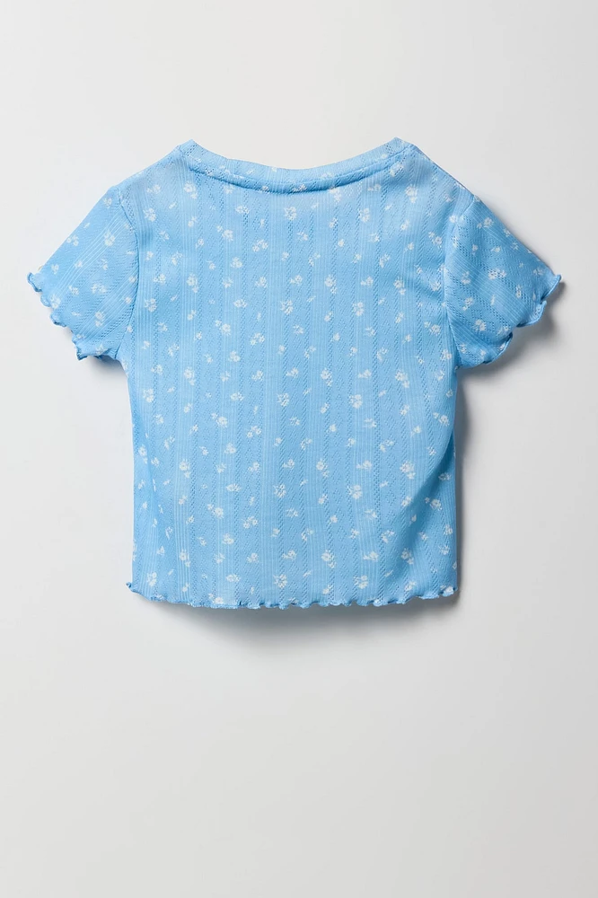 Girls Pointelle T-Shirt & Short 2 Piece Pajama Set