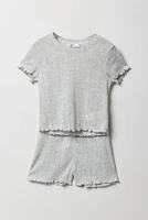 Girls Pointelle T-Shirt & Short 2 Piece Pajama Set