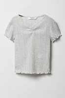 Girls Pointelle T-Shirt & Pant 2 Piece Pajama Set