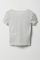 Girls Pointelle T-Shirt & Pant 2 Piece Pajama Set