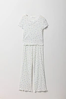Ensmble pyjama avec t-shirt et pantalon en pointelle pour fille