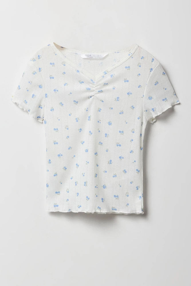 Ensmble pyjama avec t-shirt et pantalon en pointelle pour fille