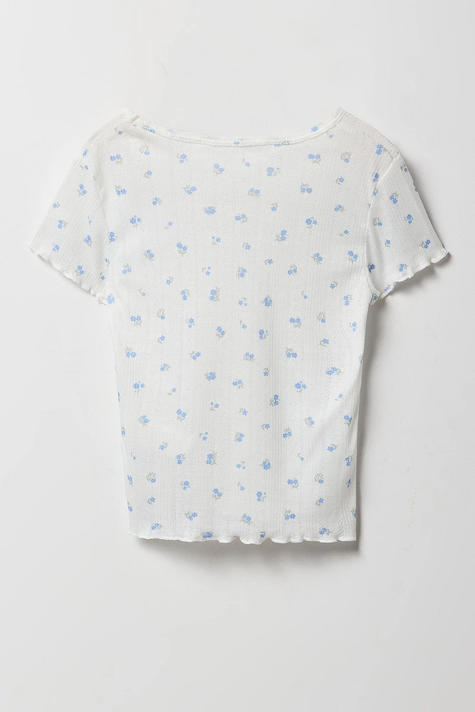Ensmble pyjama avec t-shirt et pantalon en pointelle pour fille